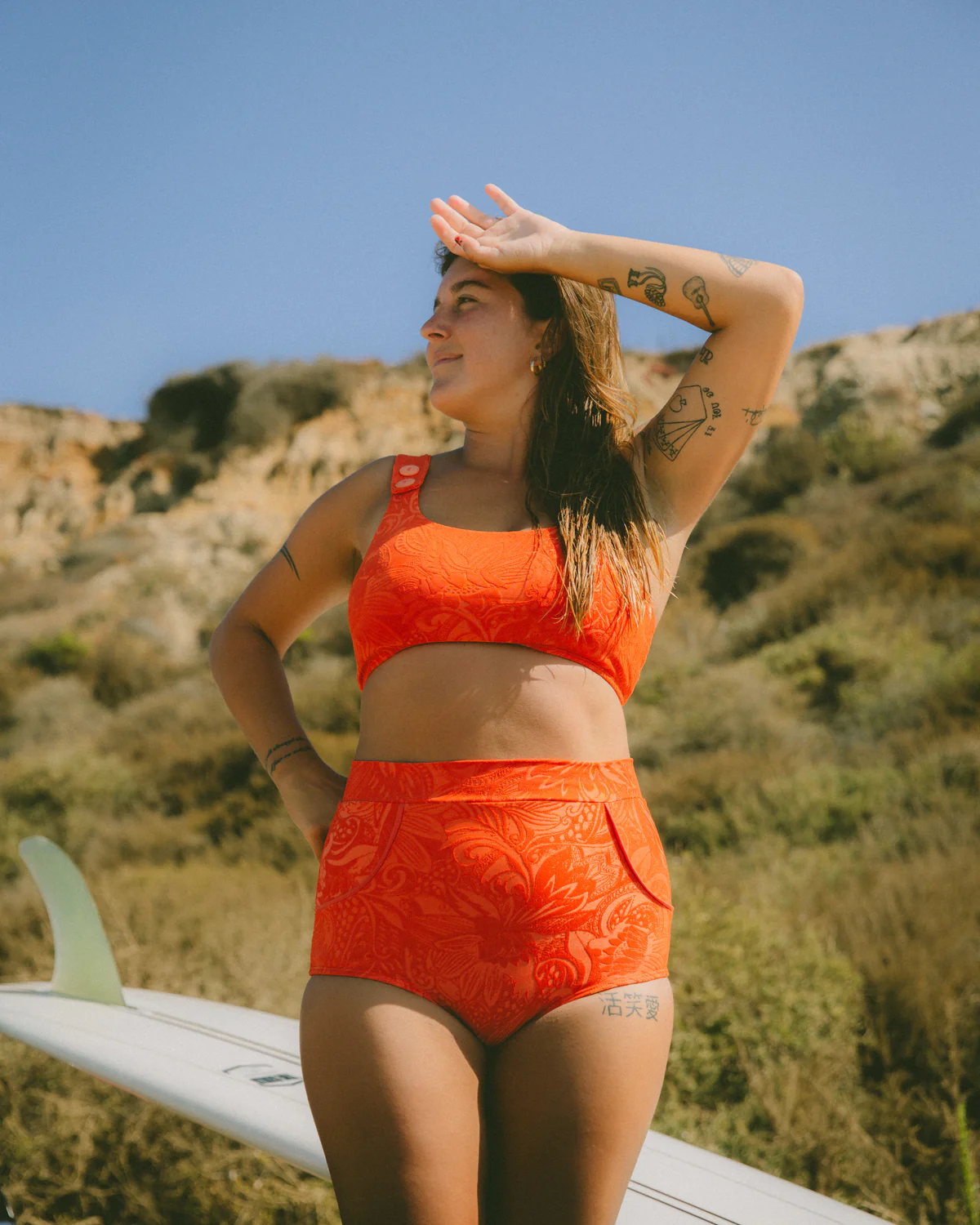 Georgia High Waist Bikini Bottom - Mandarina
